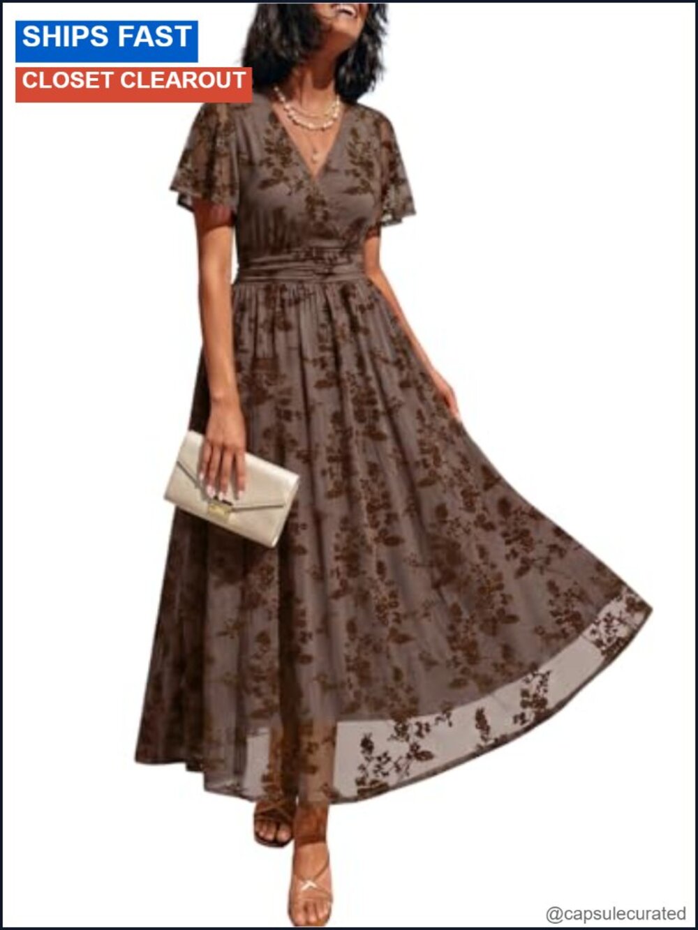 Floral Wrap Dress with Pockets V-Neck Smocked Waist Maxi